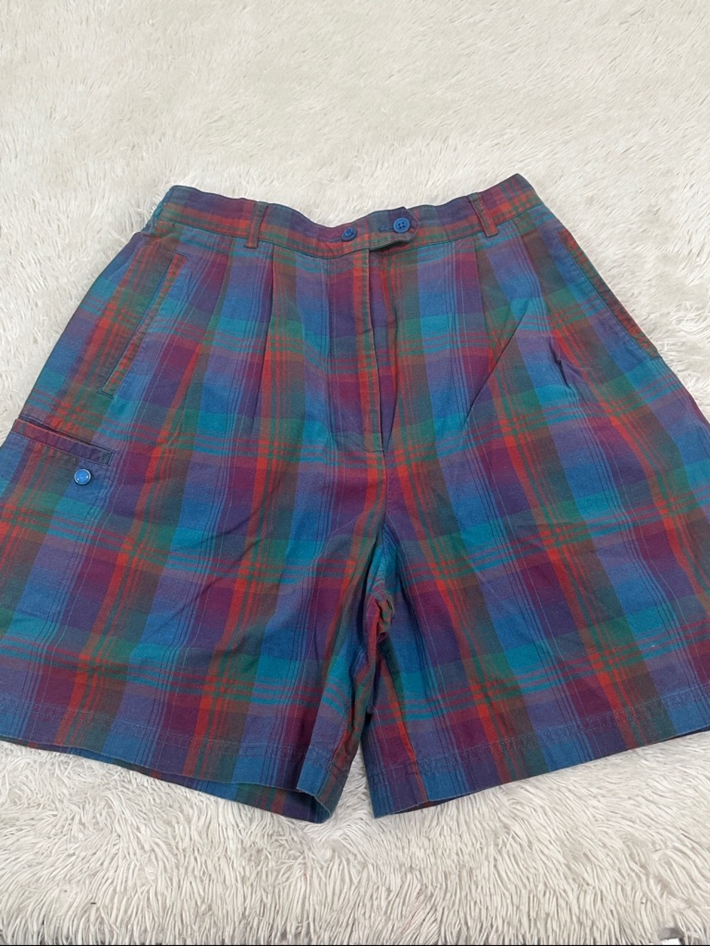 Van Heusen Plaid Women's Shorts - Blue Red Green